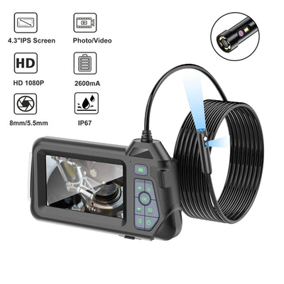 2MP 1080P 4.3Inch IP Screen 5mm Dual Lens Industrial Endoscope CMOS Borescope Inspection Otoscope Camera Digital Microscope