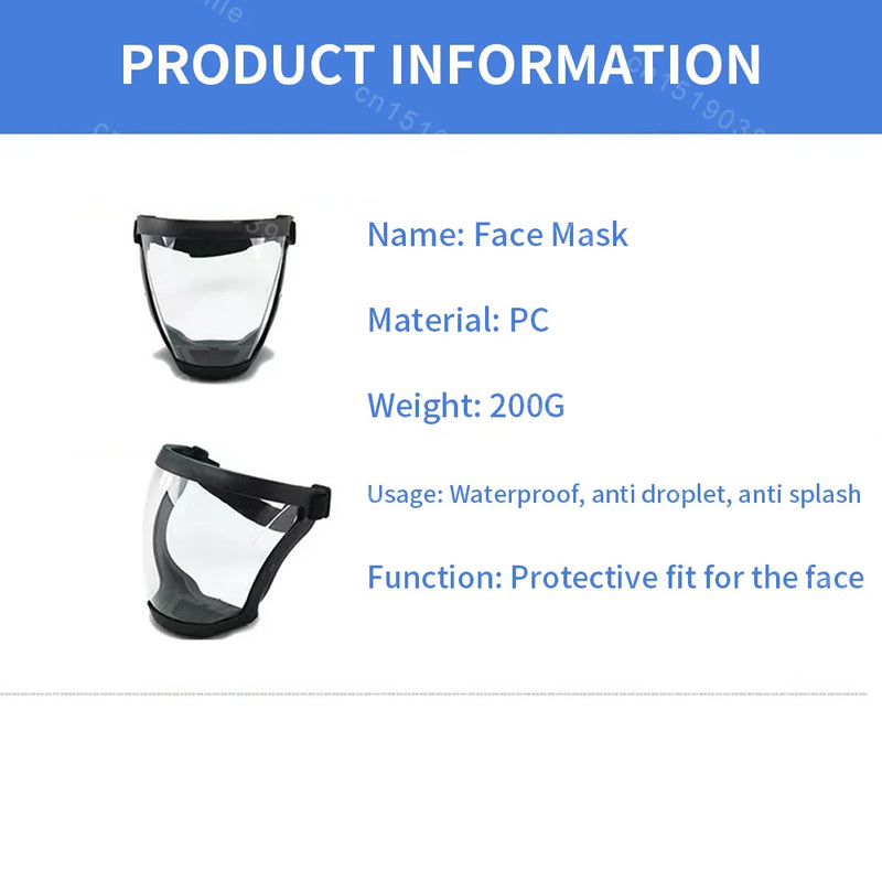 Mask Face Shield Glasses Hd Tp Super Protective Anti-Fog Full Face Shield Head Covering Reusable Kitchen Security Protection New