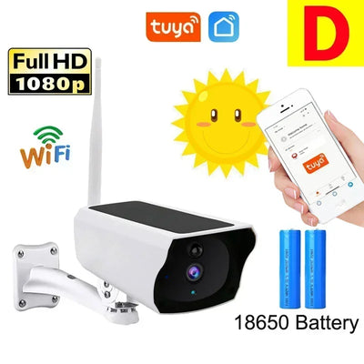 Tuya Smart Life 2MP WiFi Camera Solar Powered 2MP Security Wireless Battery Camera Home Surveillance IP66 Waterproof Outdoor PIR