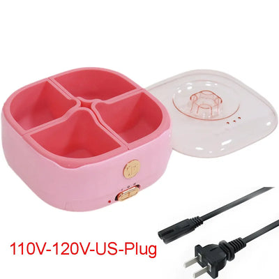 New Silicone Paraffin Heater with Four-box Grid Non-stick Coating Wax Melting Pot Multi-functional Wax Machine for Hair Removal