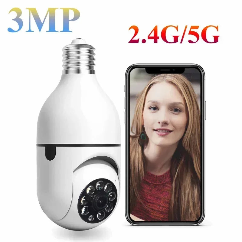 1Pcs 5G 2.4G IP Camera Surveillance Video CCTV Video Security Protection E27 Camera WIFI Outdoor Waterproof 3MP Mini Cam Family