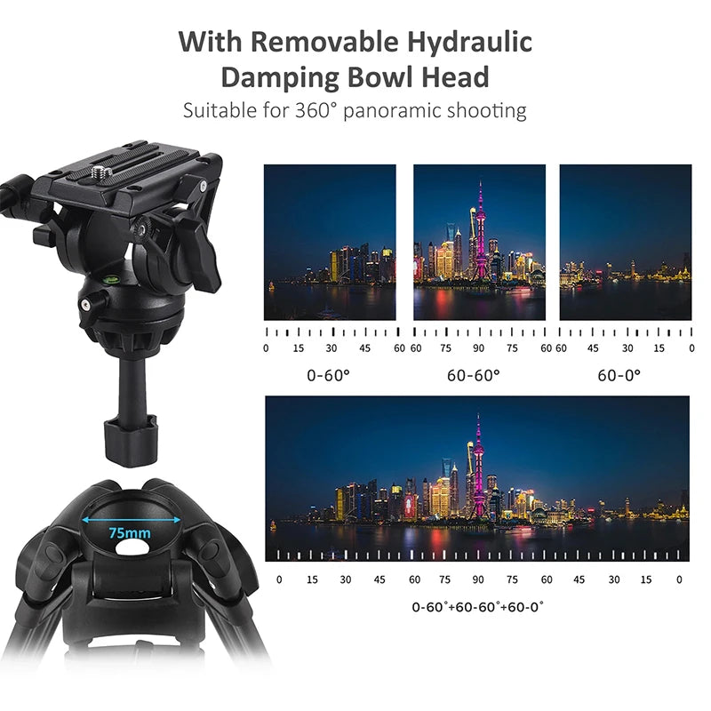 Professional Photography Tripod D1801 Stand Aluminium Alloy Panorama Head 3Section Payload 10kg for DSLR Camera Camcorder