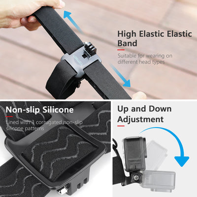 Vamson Head Strap Adjustable Universal Mobile Phone Clip Fix Mount for Gopro Hero 10 9 8 7 6 5 for iPhone Xiaomi Samsung Huawei