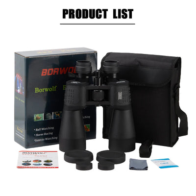 Borwolf Large Objective lens 15-450X60 Binoculars  FMC Optical  High Power Hunting Birdwatching Telescope Light night vision