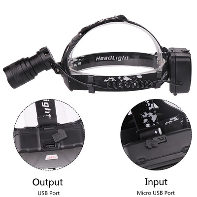 Led Headlamp XHP100 9-Core Zoomable Headlight Waterproof Powerbank USB Rechargeable 18650 Battery Head Flashlight Lamp