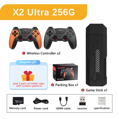 New X2 Ultra Video Game Stick Console Or ONLY 2.4G Double Wireless Controller 4K HD30000 Games 128G Retro Games Christmas Gift