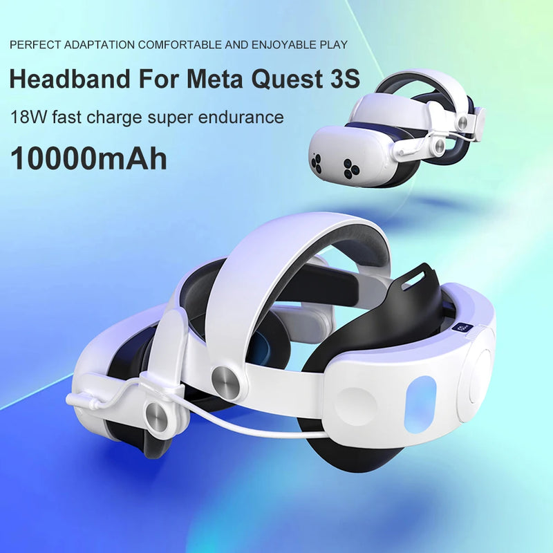 Head Strap For Meta Quest 3S VR Headset Sponge VR Headwear Charging Headset Built-in 10000mAh Adjustable Strap Elite Strap