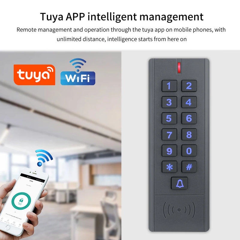 12V-24V WiFi Tuya Smart Life Fingerprint Keypad for RFID Access Control System Proximity Card Standalone Door Access Controller