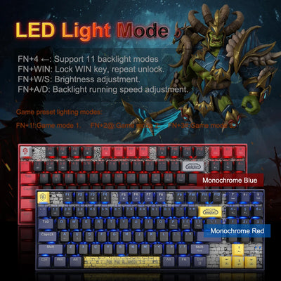 Blizzard YGM1 USB Mechanical Gaming Keyboard 89 Keys Wired detachable cable Gamer for Computer Laptop pc