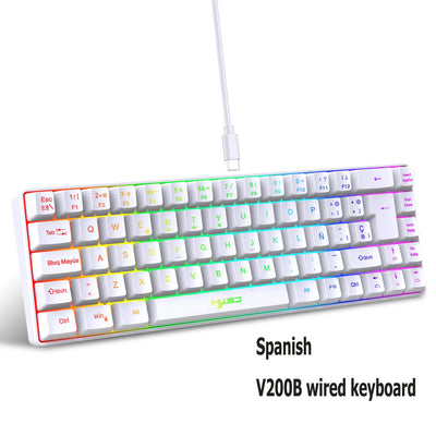 Keyboard gaming 60% gamer pc mini Spanish 68 keys backlit white keyboards ergonomic rgb portable wired key board laptop black