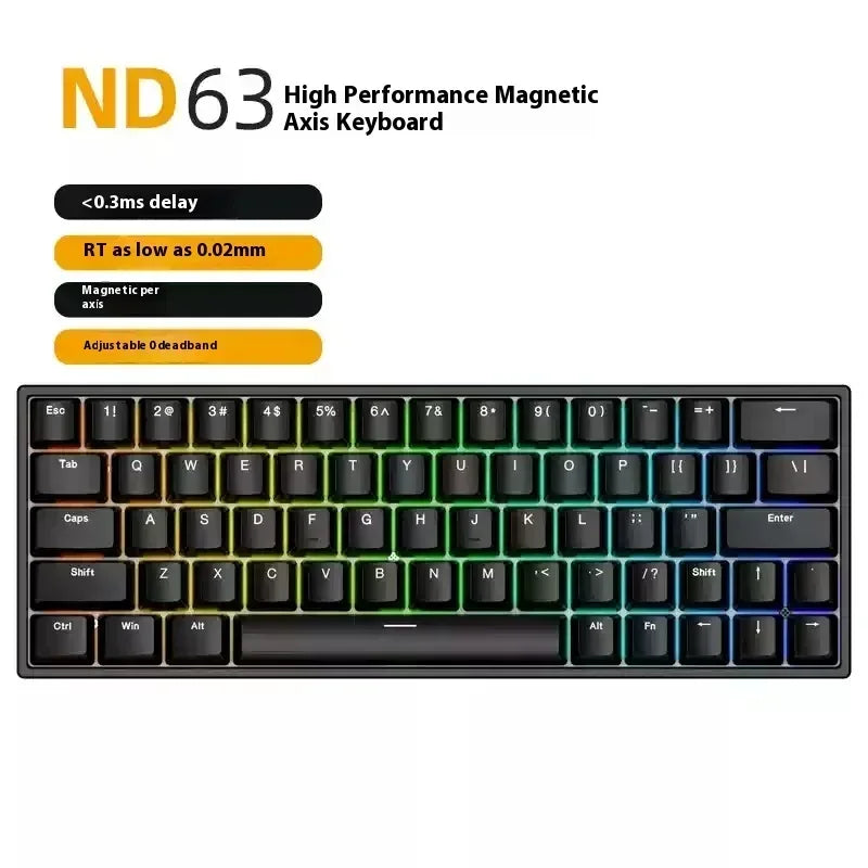 IROK ND63pro Aluminum Alloy Magnetic Mechanical Gaming Keyboard Full Key Hot-swappable  Macro Defines 8Khz Wired Gaming Keyboard