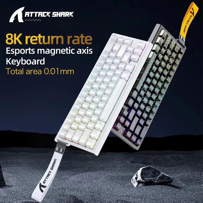 Attack Shark X68HE Customized Magnetic Switch Gaming Keyboard RGB Backlight Hot Swap Bluetooth Wireless Ergonomics E-sports PC