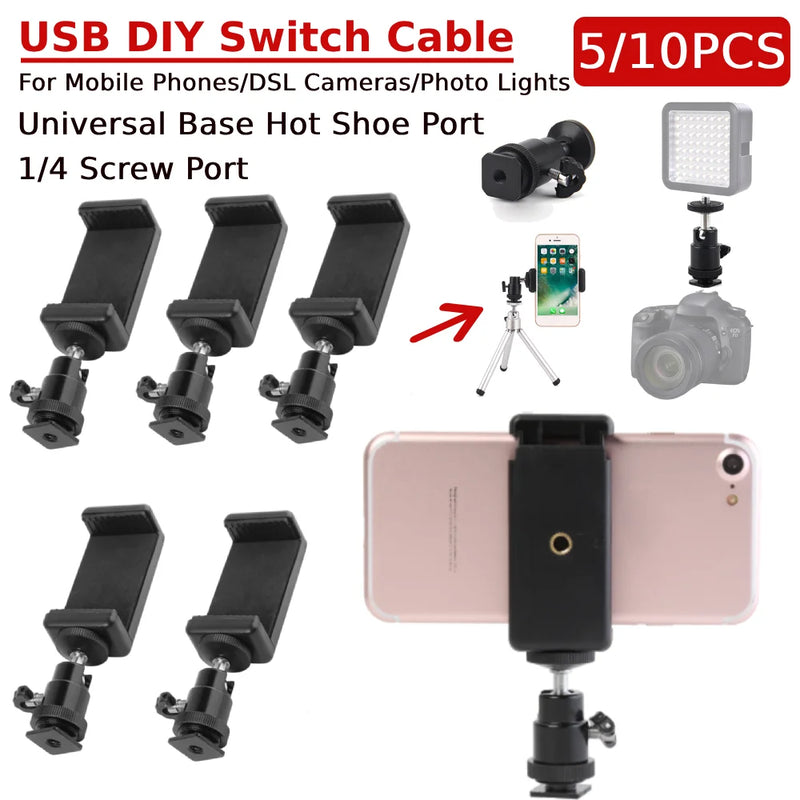 5/10PCS Camera Stands 1/4 Screw Port Universal Base Hot Shoe Connector For Mobile Phones/SLR Cameras/Photo Lights