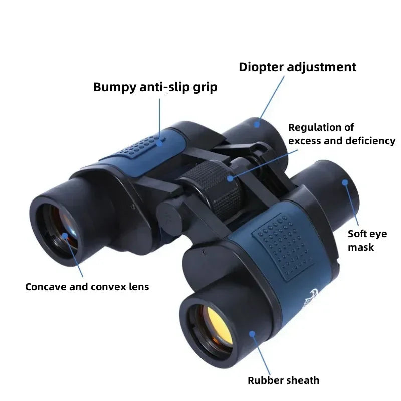 Binoculars 60X60 High Magnification Long Range Professional Telescope HD Portable Eyepieces Civil Grade Night Vision Binoculo