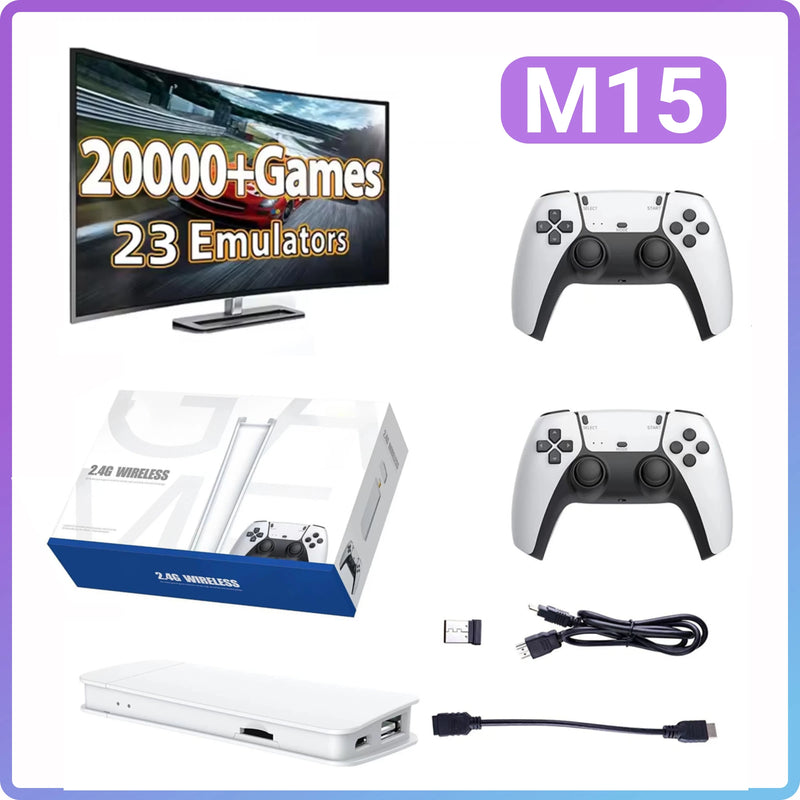 M15 Retro Game Stick 4K HD HDMI Output Video Gaming Console Built-in 20000 Games  with 2.4G Wireless Controller Support 2 Player