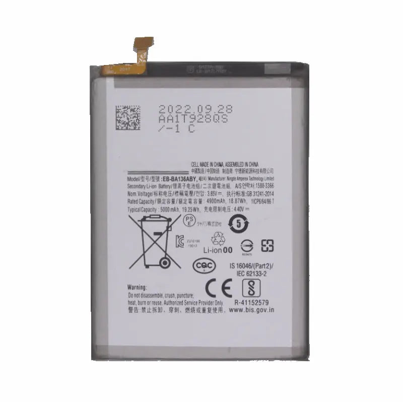 1x 5000mAh 19.25Wh EB-BA136ABY Replacement Battery For Samsung Galaxy A13 5G / M13 5G Batteries