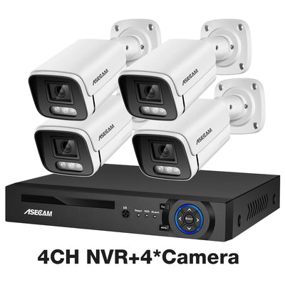 New 4K Security Camera System 8MP Audio Mic CCTV POE NVR AI Color Night Home Video Surveillance Camera Outdoor Set