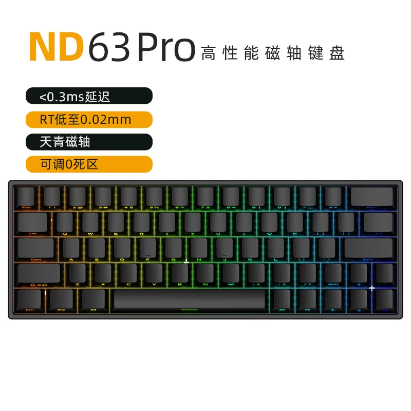 IROK ND63Pro Mechanical Keyboard Magnetic Switch RGB HotSwap Gasket 8000hZ 0.02mm RT Custom 65% FPS Type-C Wired Gaming Keyboard