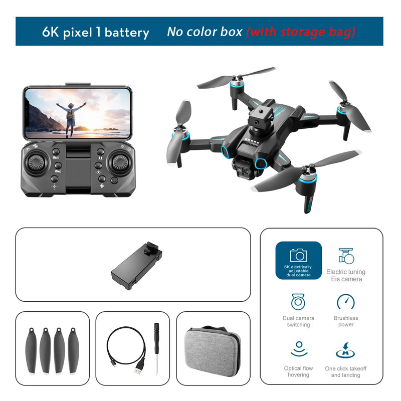 LS-S4S 8K HD triple camera drone WiFi brushless optical flow positioning 360 ° laser obstacle avoidance foldable quadcopter