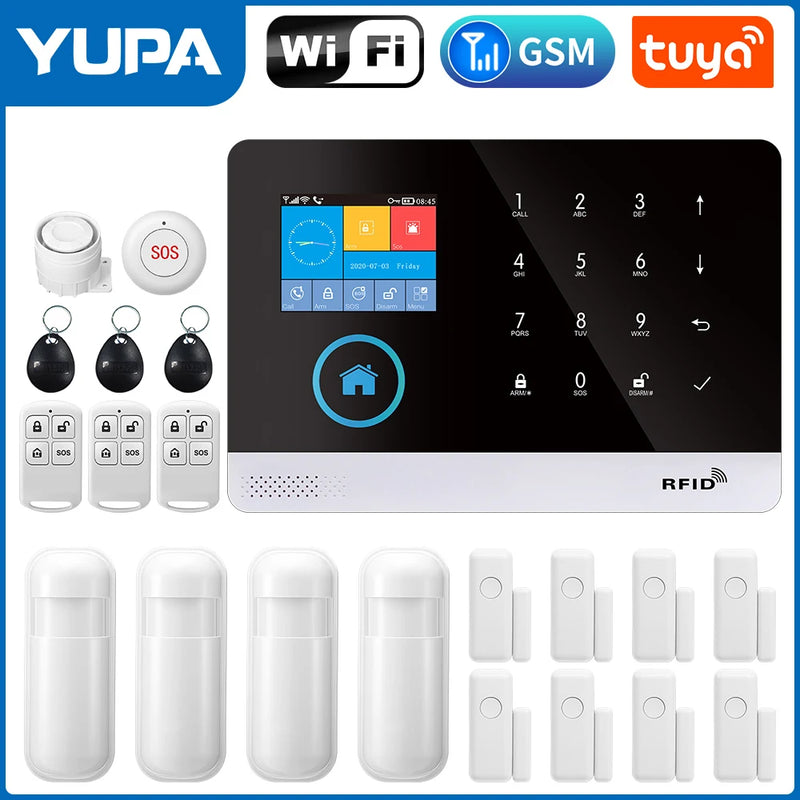 4G WiFi Alarm System Tuya Smart Life APP Control for Home Security Alarm PIR Sensor Door Sensor Smart Home Kit Fire Alarm Panel