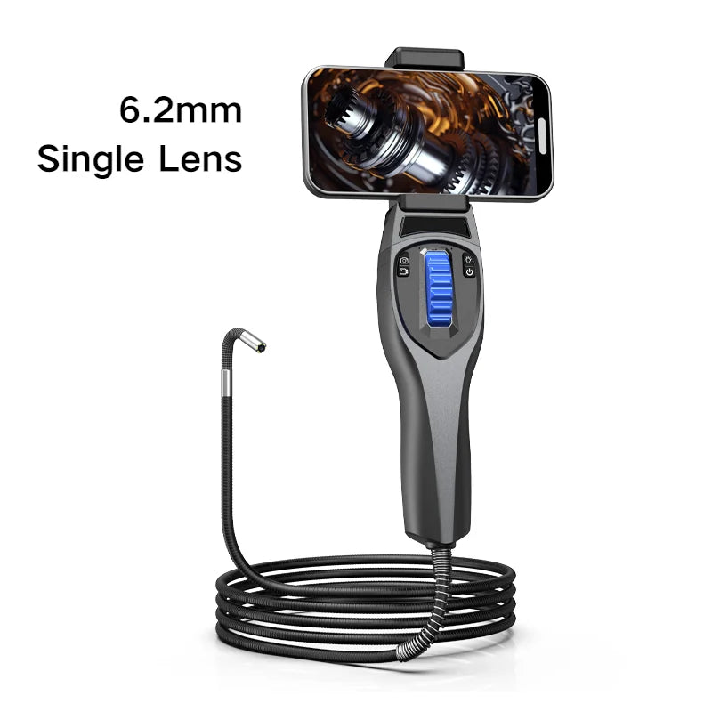 6.2MM Articulating Borescope 360° Two-Way Rotary Endoscope Camera HD 720P Car Inspection With 6 LED Lights For Engine Inspect