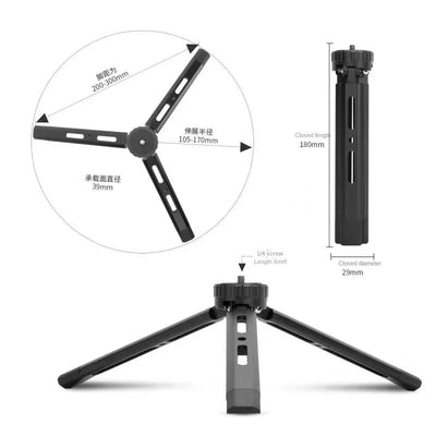 Photography Mini Metal Tripod Aluminum Alloy Desktop Stand Tripod with 1/4 inch Screw for DSLR ILDC Camera Camcorder Projector