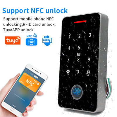 IP67 Waterproof Outdoor Access Control Keypad Sets with power supply control door Kits Fingerprint Bluetooth NFC Opener System