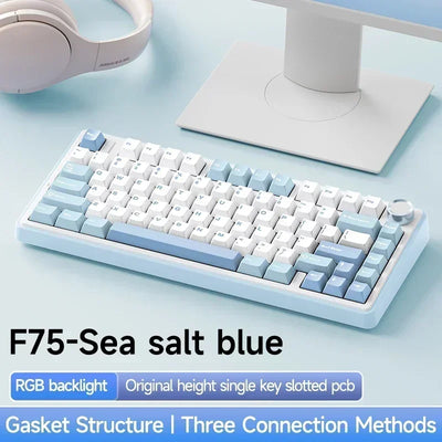 AULA F75 2.4G Wireless/Bluetooth/Wired Gaming Mechanical Keyboard RGB Customized 75% Layout OEM Profile Gasket Structure