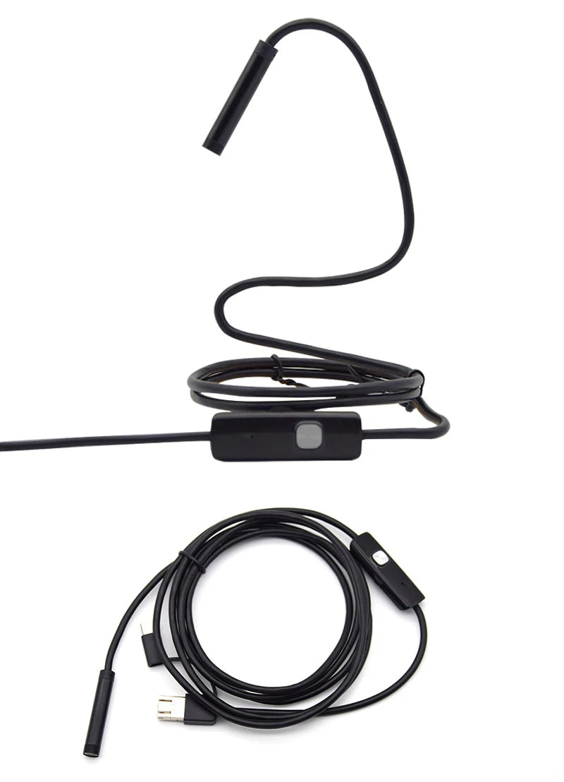 3IN1 USB/Micro/Type-C Lens 7mm Android Industrial Endoscope Camera IP67 Waterproof 6LEDs Adjustable Inspection piping 1m/2m/5m