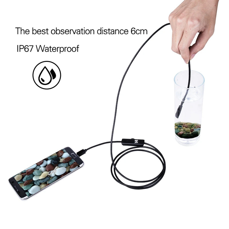 5.5 / 7.0 mm IP67 Waterproof Endoscope Camera 6 LEDs Adjustable USB Android Flexible Inspection Borescope Cameras for Phone PC