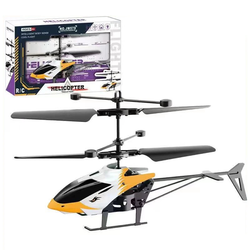 Rechargeable RC Helicopters Drone Toys Induction Hovering Safe Fall-resistant Mini Helicopters Toys Gifts No Remote Control