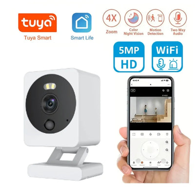 5MP Tuya Smart Life WiFi Camera Baby Monitor HD 1080P Motion Detection Color Night Vision Wireless CCTV Surveillance Camera