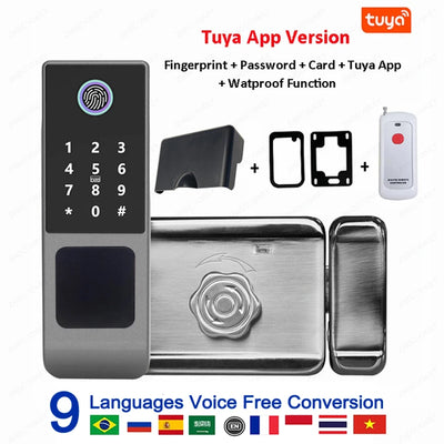 Outdoor Waterproof Tuya Smart Lock with Remote Control IC Card Digital Key-pad Electronic Biometria Security Lock For Gate Door