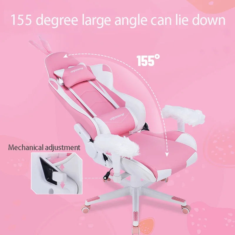 New pink computer chair home office comfortable girl anchor live game chair backrest chair lift dormitory gaming sofa chair