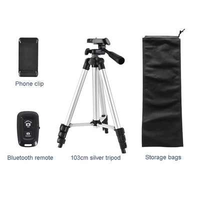 103cm/40.55inch Video Lightweight Phone Mount Tripod Stand 1/4”screw With Bluetooth Remote Tripods For Iphone/dslr Camera Tripe