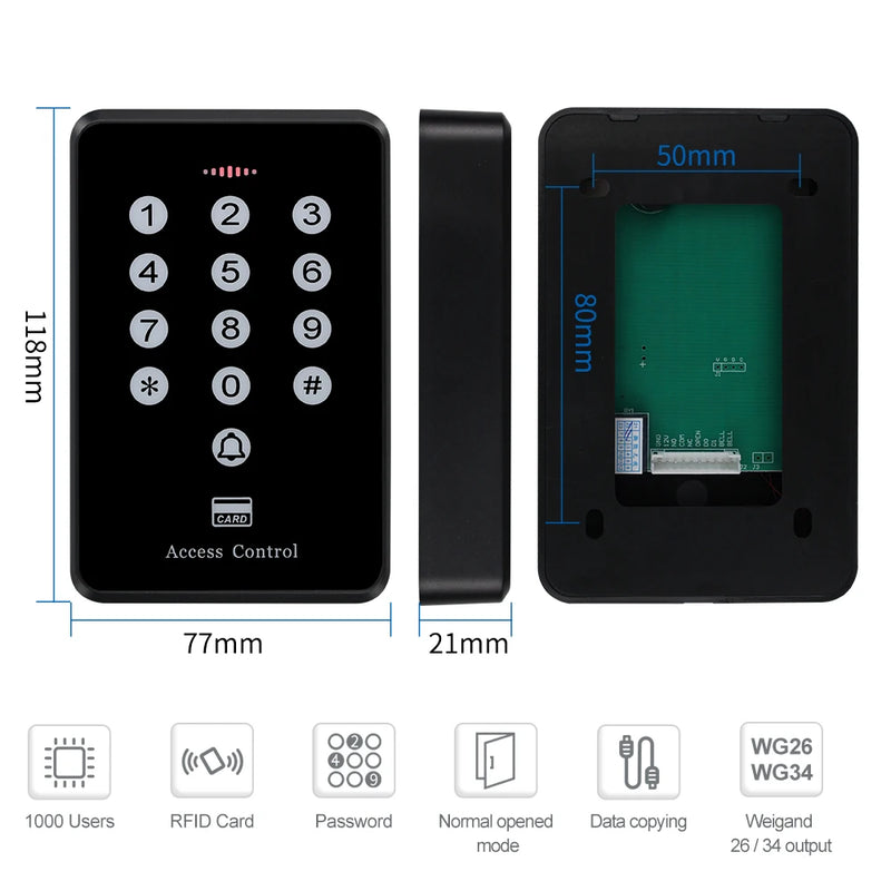 Cheap Standalone Access Control System Kit RFID Keypad 125KHz Card Reader Access Controller Keyfobs for Home OBO Hands