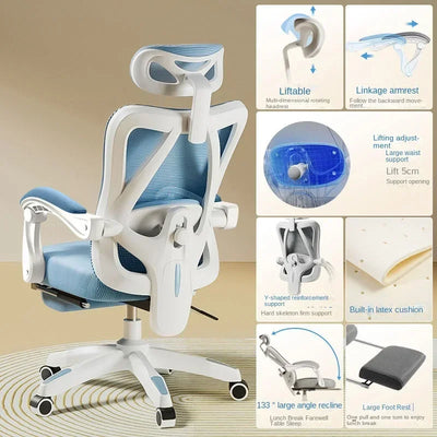 Office Chair Gaming Chair Ergonomic Design Sit for A Long Time Not Tired Staff Chair Sponge Cushion with Footrest Boss