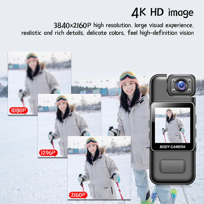 4k 1080P Mini Digital Camera WIFI Remote Control 180 Degrees Wide Angle Rotation Lens Bodycam Sports DV with Rotating Back Clip