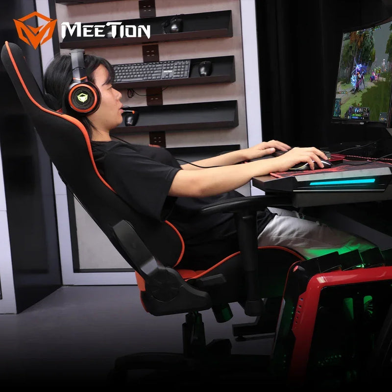 MeeTion CHR25 High Back Ergonomic Recliner Footrest Massage Computer Gamer PC Car Game Racing Seat Gaming Chair