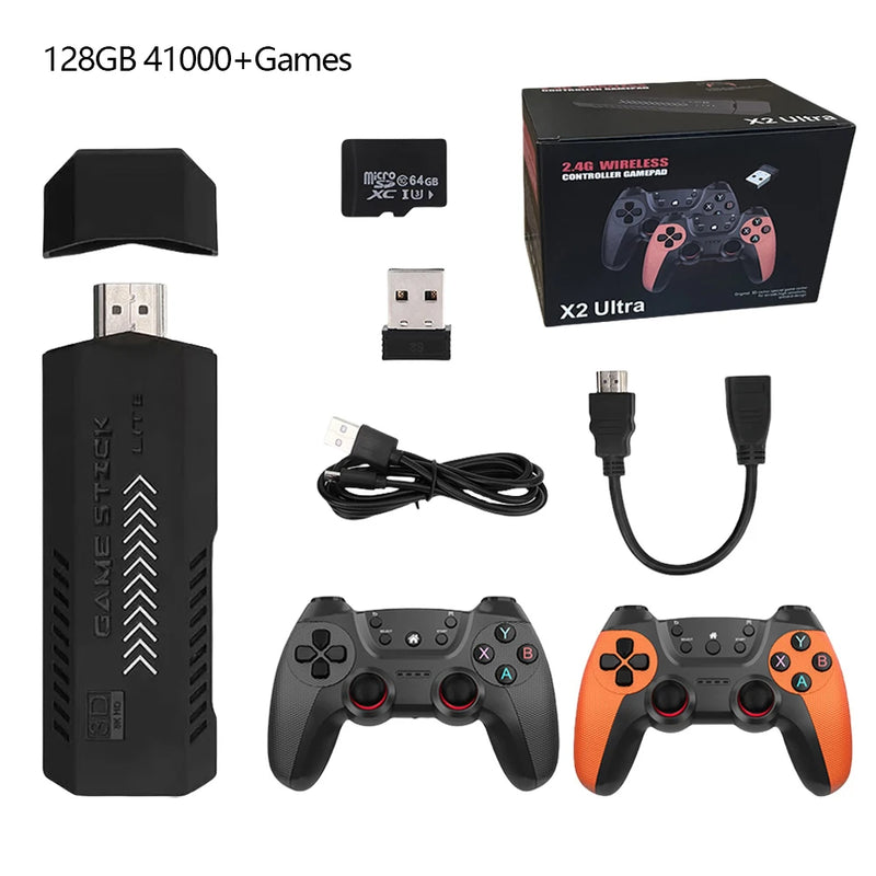 Retro Game Stick with 2.4G Wireless Controller Plug and Play Video Gaming Console 64G/128G/256G 35000+Games for TV Game Lovers