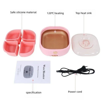 New Silicone Paraffin Heater with Four-box Grid Non-stick Coating Wax Melting Pot Multi-functional Wax Machine for Hair Removal