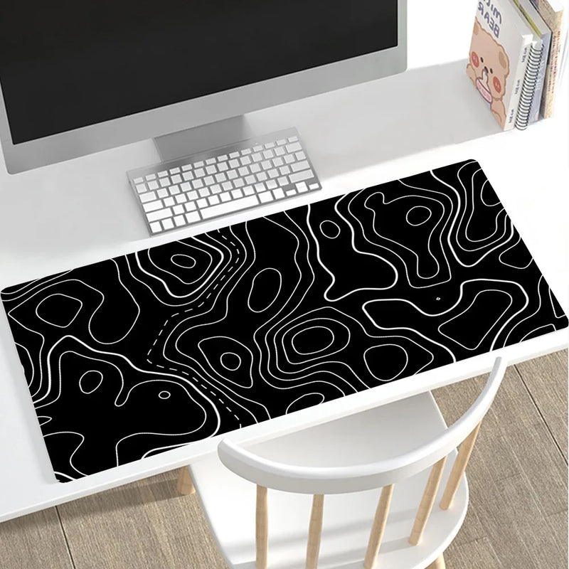 Large Black and White Gaming Mouse Pad Gamer Big Mouse Mat Computer Gaming Locking Edge MousePad 90x40cm Keyboard Desk Mice Pad