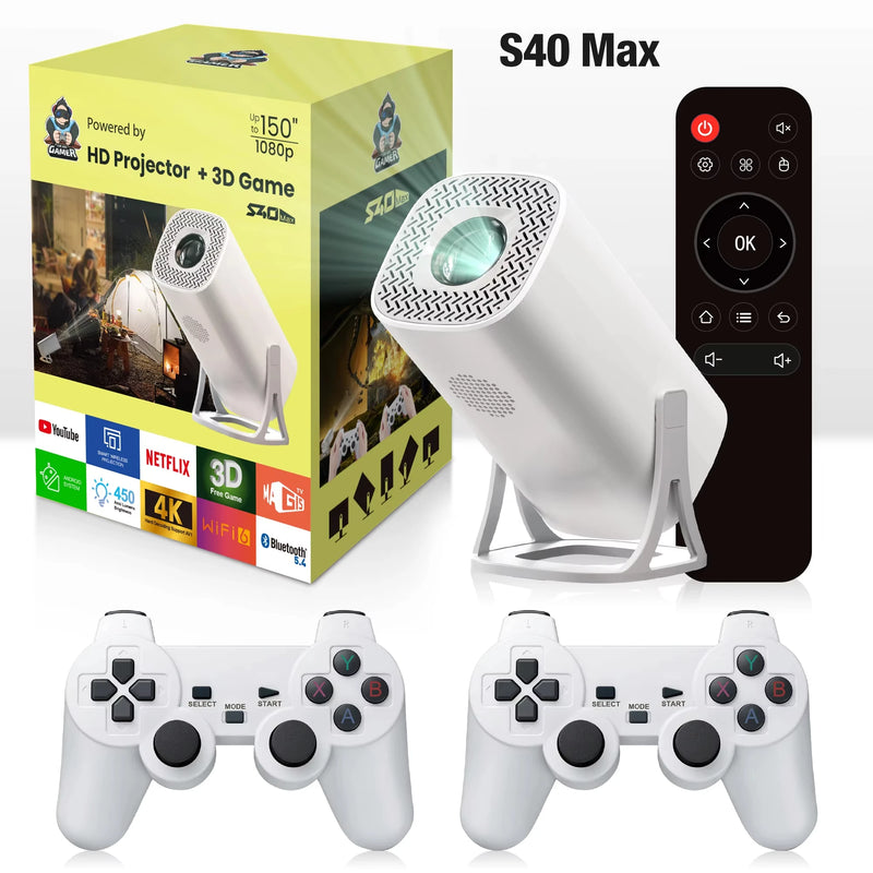 Mini Projector S40 Max Game Emulator Free Style Home Theater 1080P Video Supported 720P Outdoor Beamer Android 11.0 OS