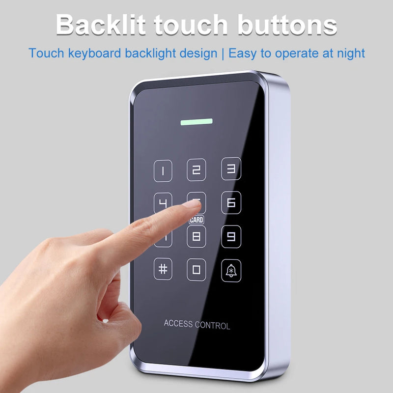 NFC Access Control Keypad Backlight Touch Dual Frequency 125KHz + 13.56MHz RFID Card Door Lock Opener WG Output IP68 Watreproof