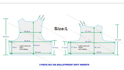 2 Pieces Front&Back custom XL Size BulletProof Plate NIJ IIIA 3A .44 PE Soft Ballistic Armour Inserts Tactical Panel For Vest