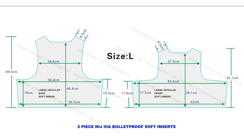 2 Pieces Front&Back custom XL Size BulletProof Plate NIJ IIIA 3A .44 PE Soft Ballistic Armour Inserts Tactical Panel For Vest