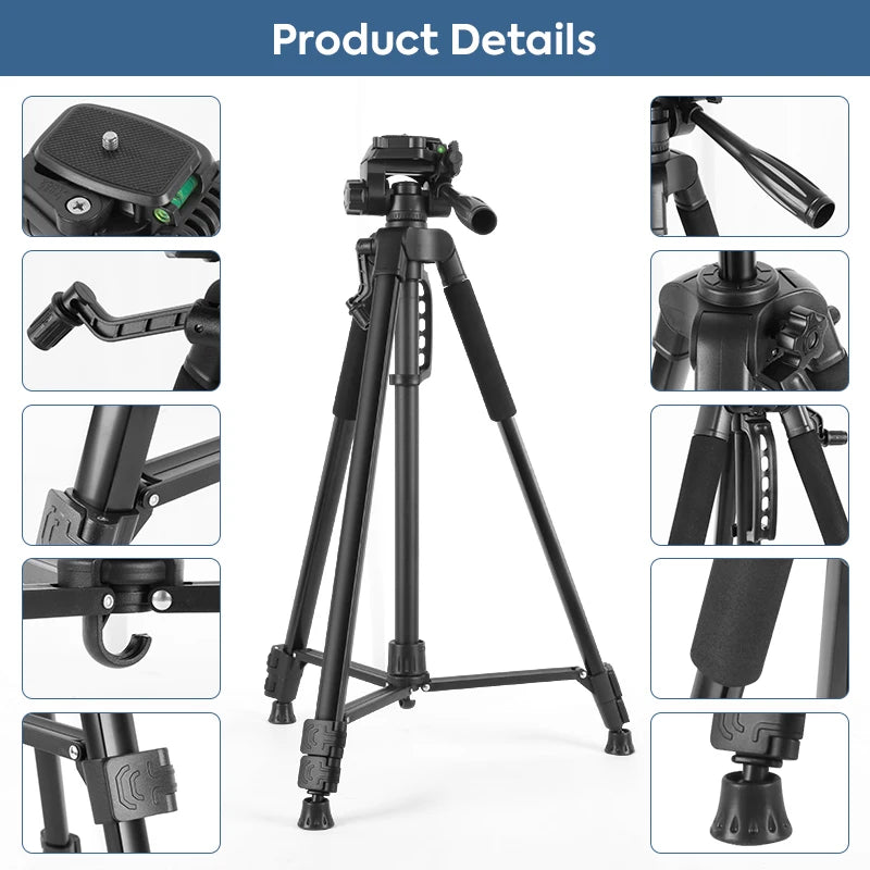 66in/168cm Camera Tripod For Phone,DSLR Camera Tripod Professional Aluminum Tripods With Remote Stand For Phone Video Recording