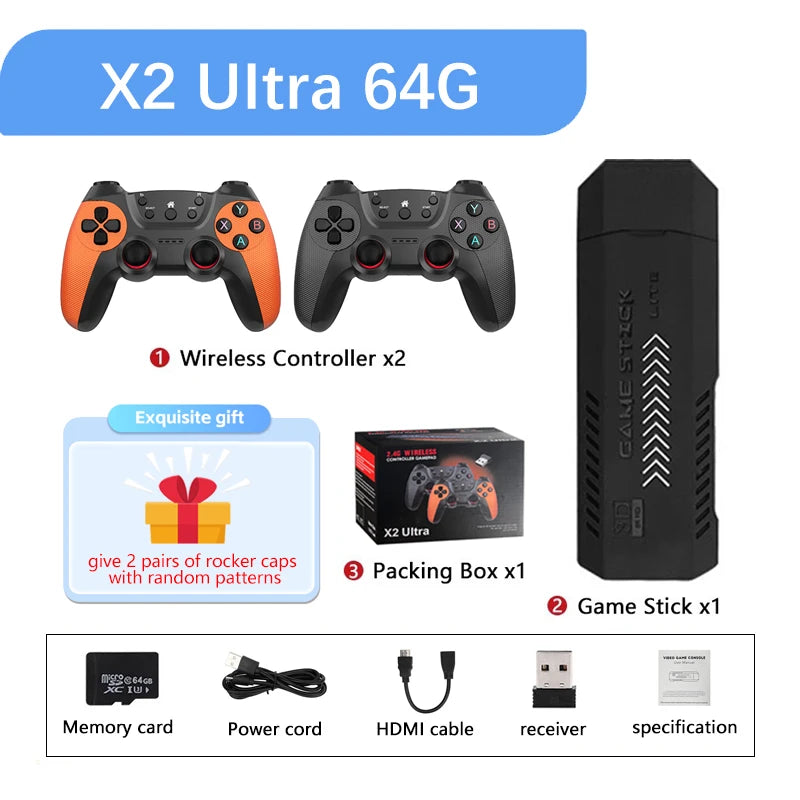 New X2 Ultra Video Game Stick Console Or ONLY 2.4G Double Wireless Controller 4K HD30000 Games 128G Retro Games Christmas Gift