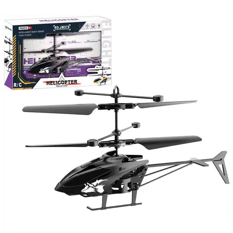 Rechargeable RC Helicopters Drone Toys Induction Hovering Safe Fall-resistant Mini Helicopters Toys Gifts No Remote Control