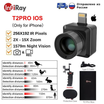 InfiRay T2 PRO Thermal imager Outdoor Hunting Infrared HD Monocular 25Hz Thermal Camera for Phone Night Vision with Laser